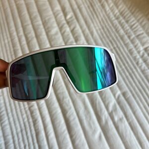 Oakley Sutro Sunglasses Blue Lens White Frame